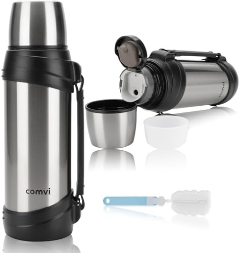 Maqash Flask for hot Drink – 2.5 Litre - 24 Hours Hot & Cold Thermal - Coffee, Tea, Gym & Car – 3 Layers (2 Steel &1 Copper Layer) Vacuum Insulated Coffee Flask - Stainless Steel- Gift Idea – Silver