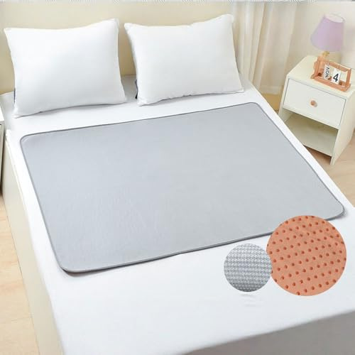 Hearda Traversine Lavabili per Incontinenza Adulti Anziani Bambini Neonato, Raffreddare Riutilizzabili Coprimaterasso Impermeabile Assorbente Protezioni Materasso Foglio (Grigio,100x140cm)
