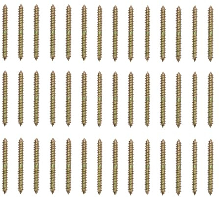 SAFIGLE Tornillos de Espiga de Doble Cabeza Galvanizados 6X60 MM 40 Unidades Pernos Autorroscantes para Unir Madera Tornillos para Muebles y Carpintería