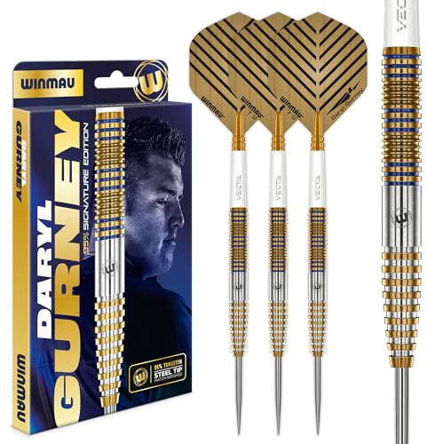WINMAU – Daryl Gurney Signature Edition - 23 g – 95 % volfram – professionellt set med stålspetspilar inklusive pilar och stammar (axlar)