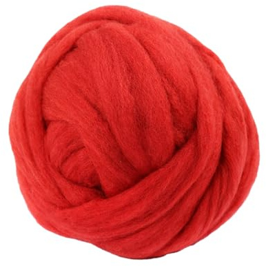 Cuixia 100g Needle Felting Wool Soft Roving Chunky Yarn, Red