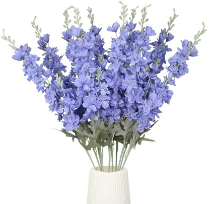 Blue Delphinium Artificial Flowers10pcs Larkspur Fake Flowers (blue)