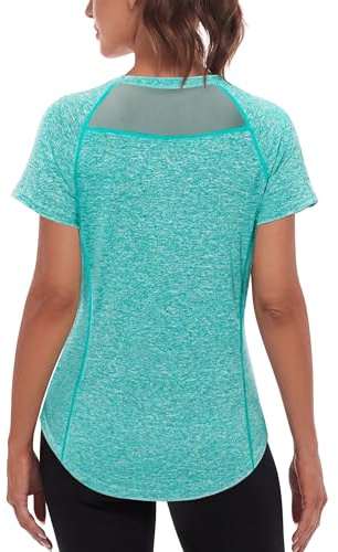 Wayleb Magliette Donna Sportive Maniche Corte Tessuto Traspirante Blu L