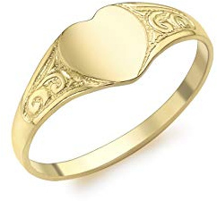 CARISSIMA Child's 9 ct Yellow Gold Heart Signet Ring, Size I