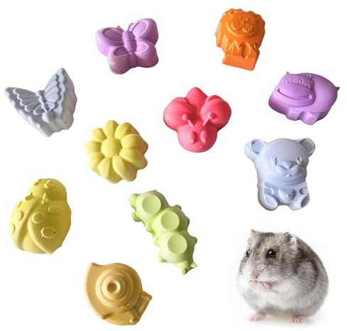 Hamiledyi 10 Pieces Hamster Teeth Grinding Lava Block Calcium Stone Chew Toys for Chinchillas Rabbits Gerbil Guinea Pig Syrian Hamster Squirrel Ferret