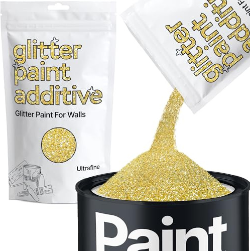Hemway Sand Gold Glitter Paint Additive Ultrafine 100g for Adding Sparkle | for Paints & Varnish | Paint Walls Sparkly Add to Emulsion, Acrylic or Lacquer Indoor