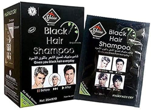 10 PCS Dexe Black Hair Shampoo Instant Hair Dye for Men Women Black Color - Simple to Use - Temporary Hair Dye- Last 30 days - Natural Ingredients, Great Choice for Woman&Man