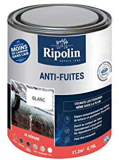 RIPOLIN - Revêtement Anti-Fuites Multi-Supports - Surfaces Extérieures Non Circulables - Blanc - 0,75 Litre