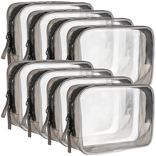 JAPCHET 8 PCS 18 x 14cm Clear Zip Travel Bag for Toiletry, Transparent Makeup Zipper Bag, PVC Waterproof Zippered Cosmetics Bag for Bathroom, Vacation, Travel