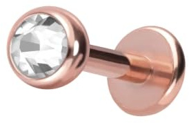 PIERCINGLINE Piercing in acciaio chirurgico con sfera di cristallo per labret, orecchio, naso, labbra, colori e dimensioni selezionabili, 1,2 mm x 6 mm