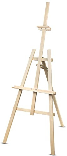 Wood Ok Cavalletto da Pittura Altezza Regolabile Max 170cm Legno di faggio Accessorio Matrimonio Vernissage Professionale Adulti Bambini