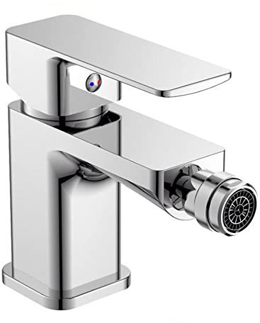Vetrineinrete® Rubinetto per bagno moderno quadrato miscelatore orientabile lavabo bidet vasca in ottone cromato lucido (Rubinetto Bidet)