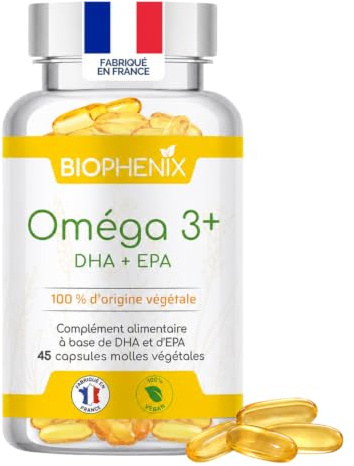 Biophénix Oméga 3+ 100% Végétal 45 Capsules, Clarté Mentale & Mémoire