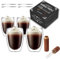 WONDER PURPLE 4 Pack 350ml Double Walled Purple Borosilicate Glass Coffee Cups, Set of 4 with 4 Stainless Steel Spoons and WDT Tool for Espresso, Cappuccino, Latte, Macchiato