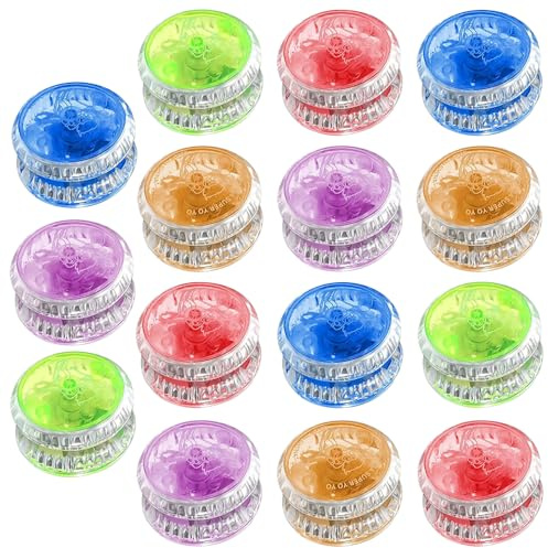 Hojalis 15 Piezas LED YoYo, Plástico Sensible Yoyo, Yoyo para Principiantes Niños, Juguetes de Yoyo con Luz LED, para Favor de Fiesta Cumpleaños Rellenos de Bolsas de Regalos, Colores Aleatorios