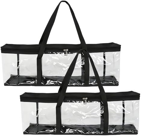 Laughhe 2 Stück DVD-Aufbewahrungstaschen Tragbare CD Hülle Halter mit Griffen Transparente Kunststoff-Tragetasche für von Medien CDs Alben Videospielen Büchern