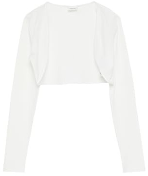 s.Oliver Long Sleeve Bolero with Satin Trim, White, 170/176 cm