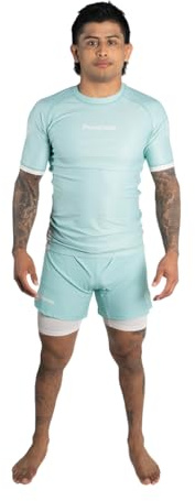 Progress Jiu Jitsu Academy BJJ Board Shorts | Durable 4-Way Stretch Mens Training Shorts for Brazilian Jiu Jitsu, MMA, Muay Thai & Grappling | Lightweight No-Gi Gym Shorts – Mint Color-XL