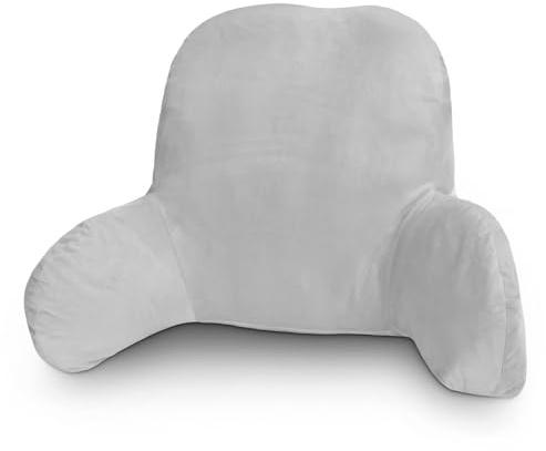 CROWNSHOP Reading Pillow, Lumbar Support Cushion with Removable Cover TV Relax Sofa Chair Back Supports Plush Backrest for Pregnancy Arm Back Head Support, 58x40x25cm, Grey