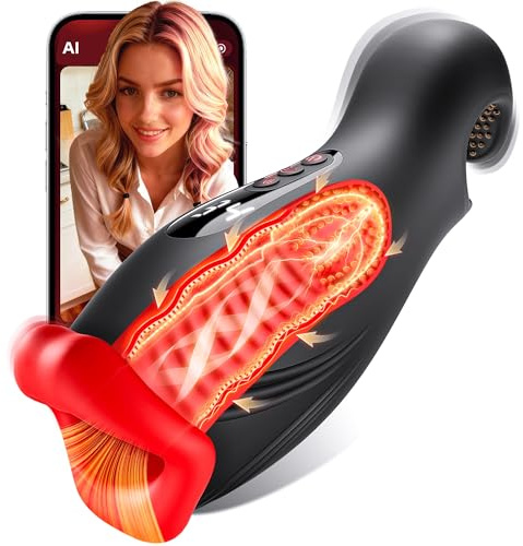 Masturbieren für Männer Dual-End Beads Stimulation 9 Vibration, Sex Spielzeug für die Männer Masturbator Penis Vibrator 4 Wellensaugen, Sex Toyset für Man mit Manuelles Trainer App Control Contitop