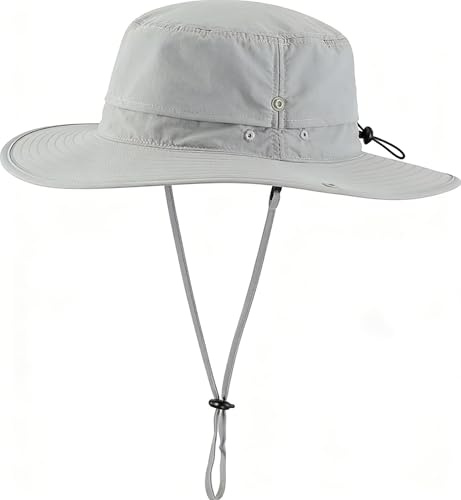 JAOAJ Cappello da Sole Uomo Boonie Estivo Pescatore Safari Cappello Anti UV Tesa Larga Mesh Traspirante Bucket Hat Impermeabile Leggero Pieghevole
