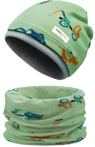 Cappello e Sciarpa per Bambini Invernale,Motivi Diversi Reversibile Sciarpa Berretto in Maglia Morbido Elasticizzato a Doppio Scaldacollo per Autunno Inverno 3-8 Anni