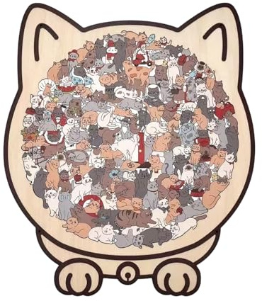 Puzzle en Bois sur Le Thème du Chat,Ensemble De Décoration Précis 135 Pièces - Encadrement De Puzzle Chat - pour Adultes, Famille, Amis et Amateurs, Décoration Murale Intérieure pour la