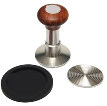Force Tamper Kaffetillbehör Rostfritt Stål Kaffestamper Kökspress Verktyg Tyg Pulveravjämnar Verktyg Pulverhammare 58 Mm.(58.35mm,Flat X Ripple)