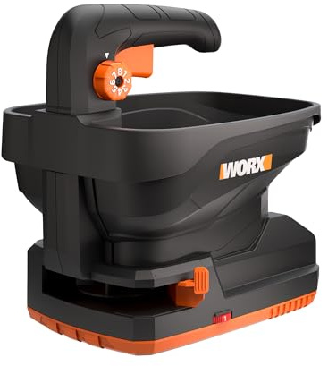 Worx Spandiconcime WG869E.9 da 20 V, Larghezza 5 m, tramoggia da 3,3 l, Copre 550 m² per Carica, 9 impostazioni di Flusso, Controllo dei Bordi, Leggero, PowerShare, Solo Strumento