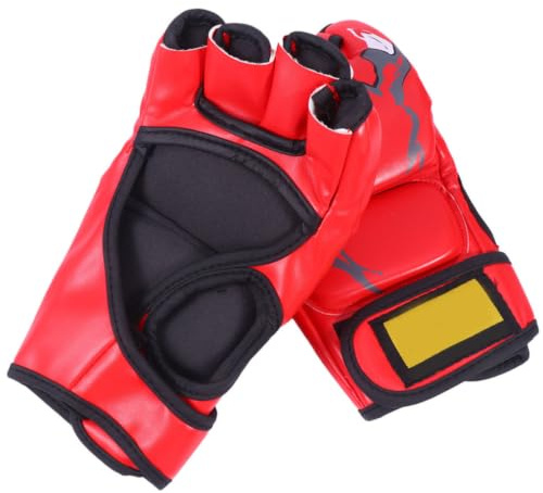 Guantes de Medio Dedo de Pu Rojos, Transpirables, para Hombres y Mujeres