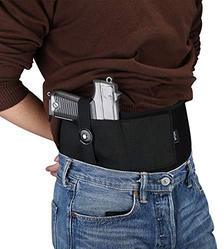 ProCase Bauchbandholster für verborgenes Tragen, Verstellbarer elastischer Bund aus Neopren für die Pistole für Frauen und Männer -Schwarz