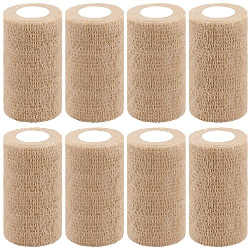 BQTQ 8 Rollen Haftbandage Selbstklebend Selbsthaftende Bandage Fixierverband Elastische Selbsthaftende Cohesive Bandage Haftbandage Verband (Beige, 10 cm x 4,5 m)