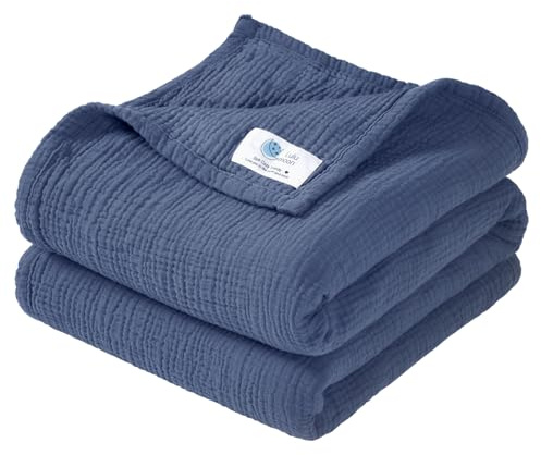 Lulu moon Coperta in mussola per neonati - Coperta traspirante per neonati, Coperta per Culla per Bambini, Coperta in Mussola per Bambini, Ragazze, Ragazzi 120x120cm