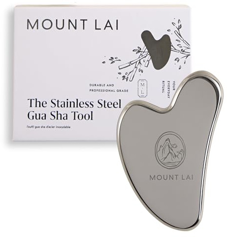Mount Lai Stainless Steel Gua Sha Facial Tool – The Element of Refinement – Professional Grade Steel Face Sculpting Tool for Lymphatic Drainage, Puffiness Reduction & Refined Results