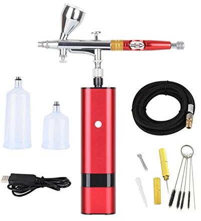 Spruzzatore di Vernice Mini aerografo Kit compressore Spray a Doppia Azione Set Tazza ad Alta Pressione Intercambiabile per Pittura Tatuaggio Torta Modello Trucco Unghie per casa Interni ed Esterni