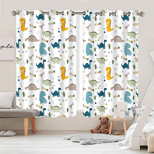 YISURE Dinosaur Eyelet Blackout Curtains, 52x72 Inch, 2 Panels