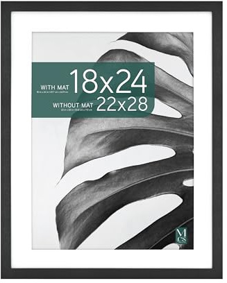 MCS Studio Gallery 22x28 Matted Poster Frame with 18x24 Picture Display, Black Woodgrain Engineered Wood Vertical & Horizontal Wall Hanging Large Picture Frame for Photos, Posters & Art Prints (1-Pack)