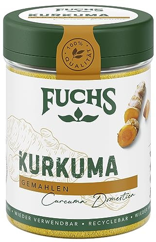 Fuchs Gewürze - Kurkuma gemahlen - für eine gelbe Note in Currys, Nudeln oder Couscous - natürliche Zutaten - 70 g in wiederverwendbarer, recyclebarer Dose