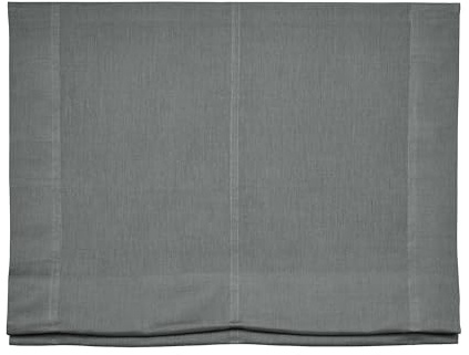 Easydeco - Faltrollo ohne Stäbe, Leinen, Grau, 90 x 175 cm