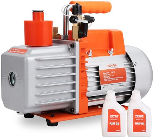 VEVOR Vakuumpump med palett 370 W 2-stegs luftkonditionering vakuumpump, 198,21 l/min 10,1 kg för HVAC-reparation, kylunderhåll, hartsavgas