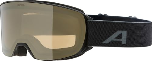 ALPINA NAKISKA Q-LITE - verspiegelte, kontrastverstärkende OTG Skibrille mit 100% UV-Schutz für Erwachsene - black matt - one size