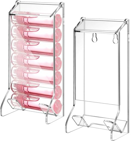 Weysat 2 Pcs Lip Balm Display Acrylic Automatic Dispenser Holder Organizer | Acrylic Lip Balm Organizer, Freestanding Dispenser for Countertop, Holds Lipsticks Glosses, Clear Storage for Salon Home