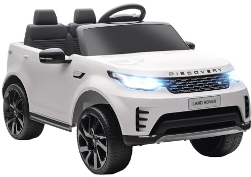 AIYAPLAY Macchina Elettrica per Bambini 3-6 Anni con Licenza Land Rover Discovery 12V, 2.5-4.5km/h Auto Elettrica per Bambini con 2 Motori, Sospensioni, Telecomando, USB, Musica, Fari, Clacson, Bianco