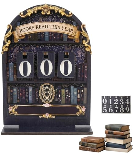 Books Read This Year Counter, Book Tracker for Reading Goals and Progress Monitoring, Wooden Reading Tracker for Bookshelves and Study Spaces, Manual Book Counter for Readers and Book Lovers