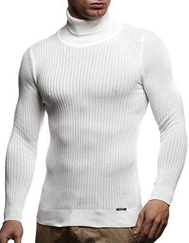 Leif Nelson Dolcevita Maglione Uomo Felpa a Maglia LN-1670 Ecru Medium