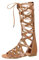OverDose Sandales Sandales Spartiates Femme Au Genou Lace Up Été Mode Casual Chaussures de Soirée à Lanières Talons Plats Sandals Noir Marron