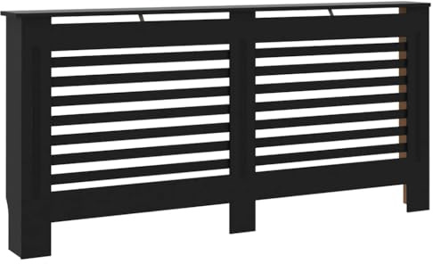 vidaXL Cubierta para Radiador, Armario de Pared para Calentador, Estante para Libros Adornos, Mueble Tapa de Calefacción de Salón, MDF Negro