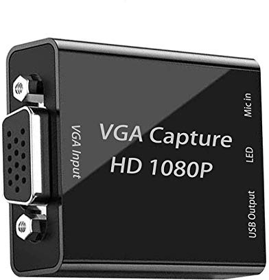 GRACETOP VGA Video Capture Card, 1080p30hz VGA to USB Capture Device with Microphone Input, Capture Live Game and Video, Suitable for Windows, Linux and Android