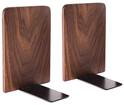 Heiqlay Buchstützen aus Holz, buchstütze, Black Walnut Buchstützen Unterstützung für Regale, 17x13 cm Anti-Rutsch-Buchstützen Organizer Aufbewahrungshalter für Zuhause, Büro, Bibliothek(Quadrat)