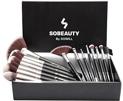 SOBEAUTY by SOWILL set 15 pennelli trucco professionale make up setole vegan maquillage sfumature occhi viso pennello fondotinta ombretti eyeliner face brush set elegante scatola